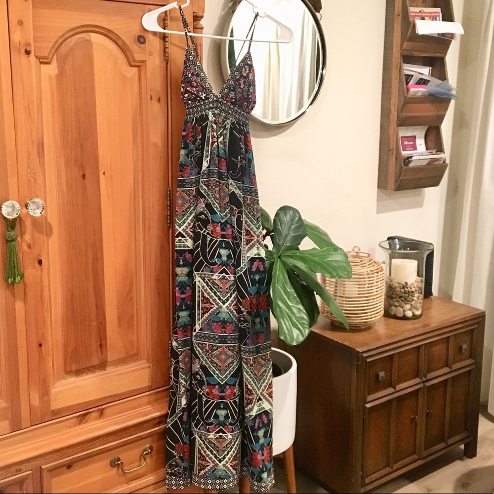 Fire Los Angeles Elephant Tribal Maxi Dress